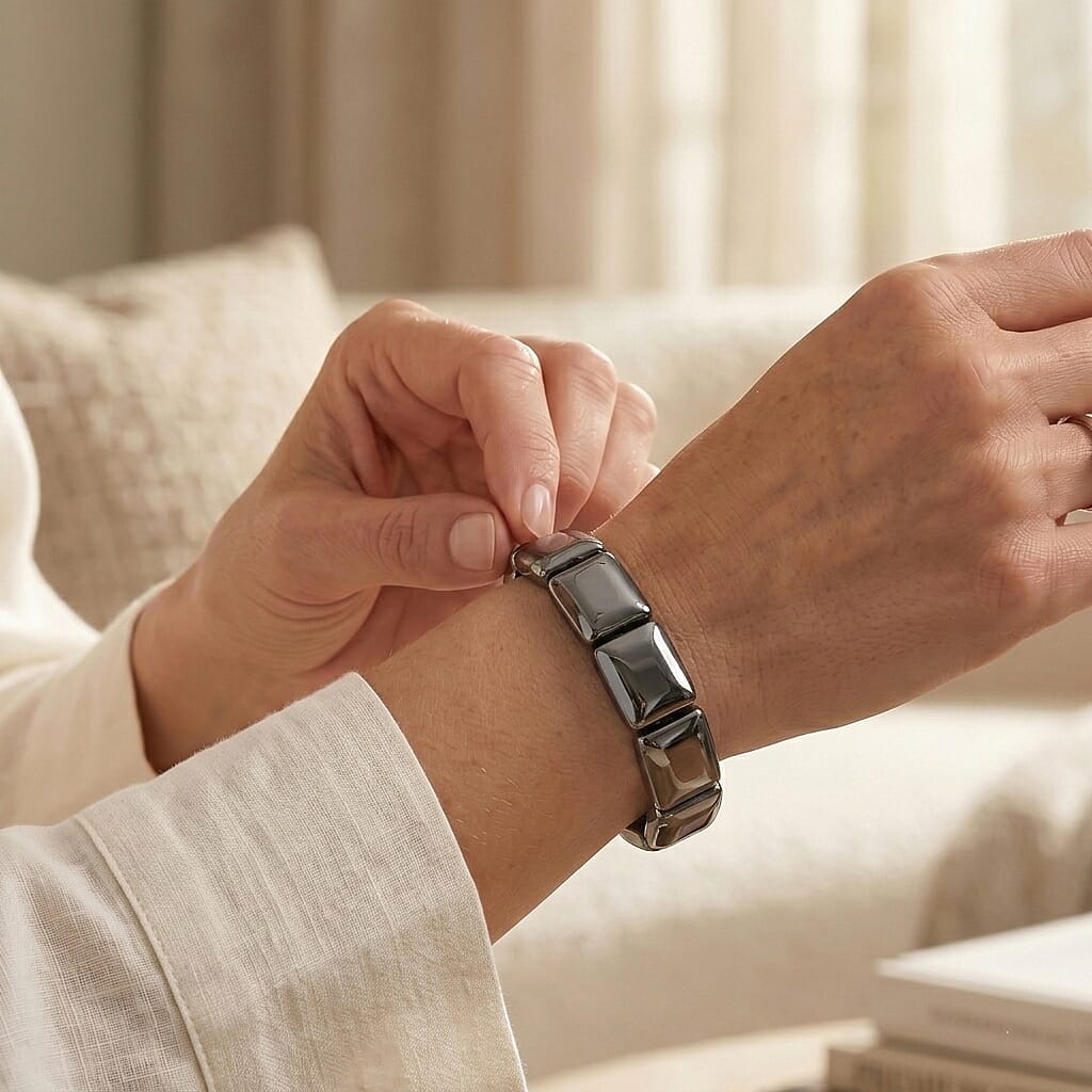 Terahertz 100.00 ctw Cushion Beaded Stretch Bracelet