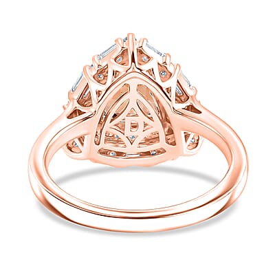 Certified & Appraised D'Joy Premium Marropino Morganite and Moissanite 1.80 ctw Ring in 18K Vermeil Rose Gold Over Sterling Silver (Size 6.0)