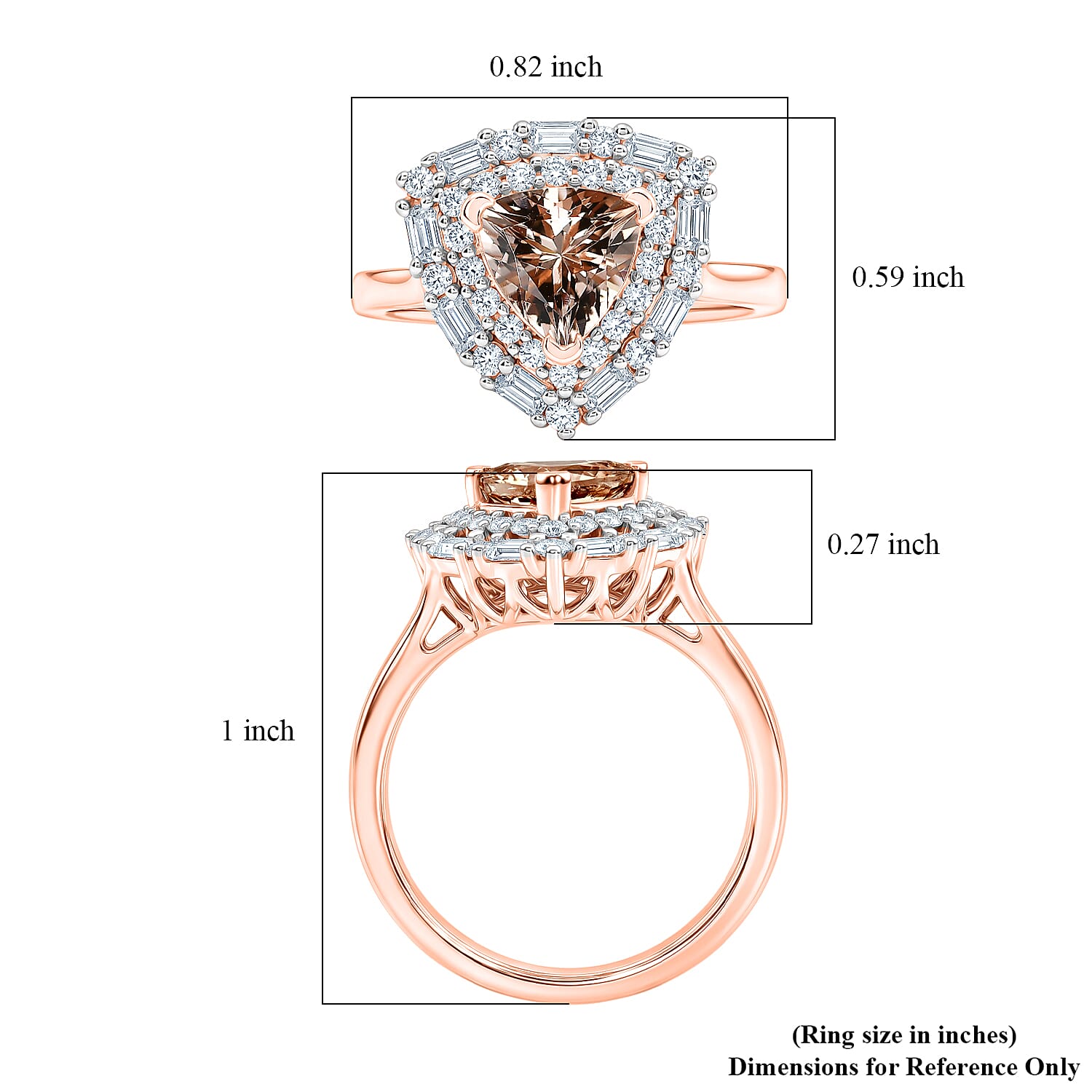 Certified & Appraised D'Joy Premium Marropino Morganite and Moissanite 1.80 ctw Ring in 18K Vermeil Rose Gold Over Sterling Silver (Size 7.0)