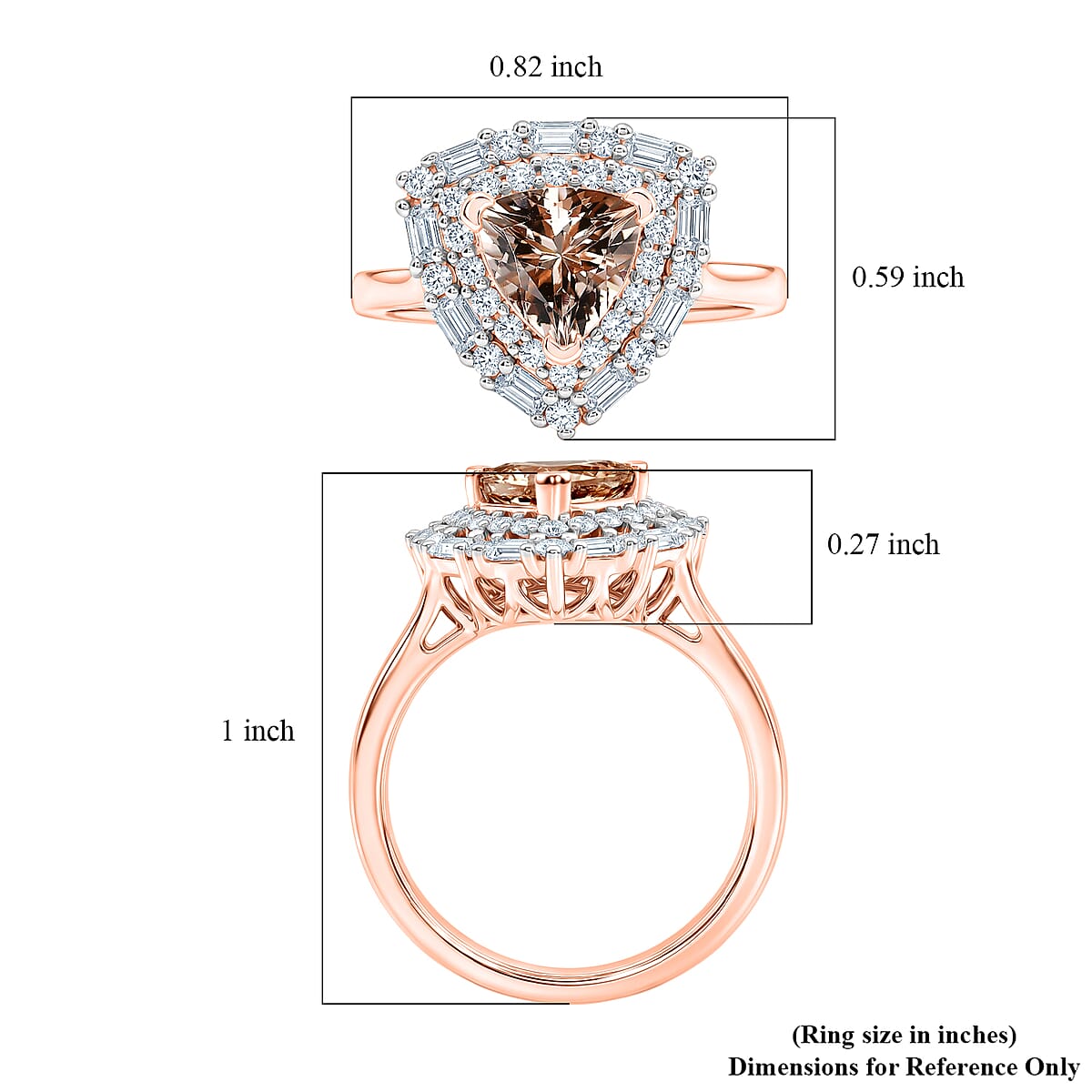 Certified & Appraised D'Joy Premium Marropino Morganite and Moissanite 1.80 ctw Ring in 18K Vermeil Rose Gold Over Sterling Silver (Size 7.0) image number 5
