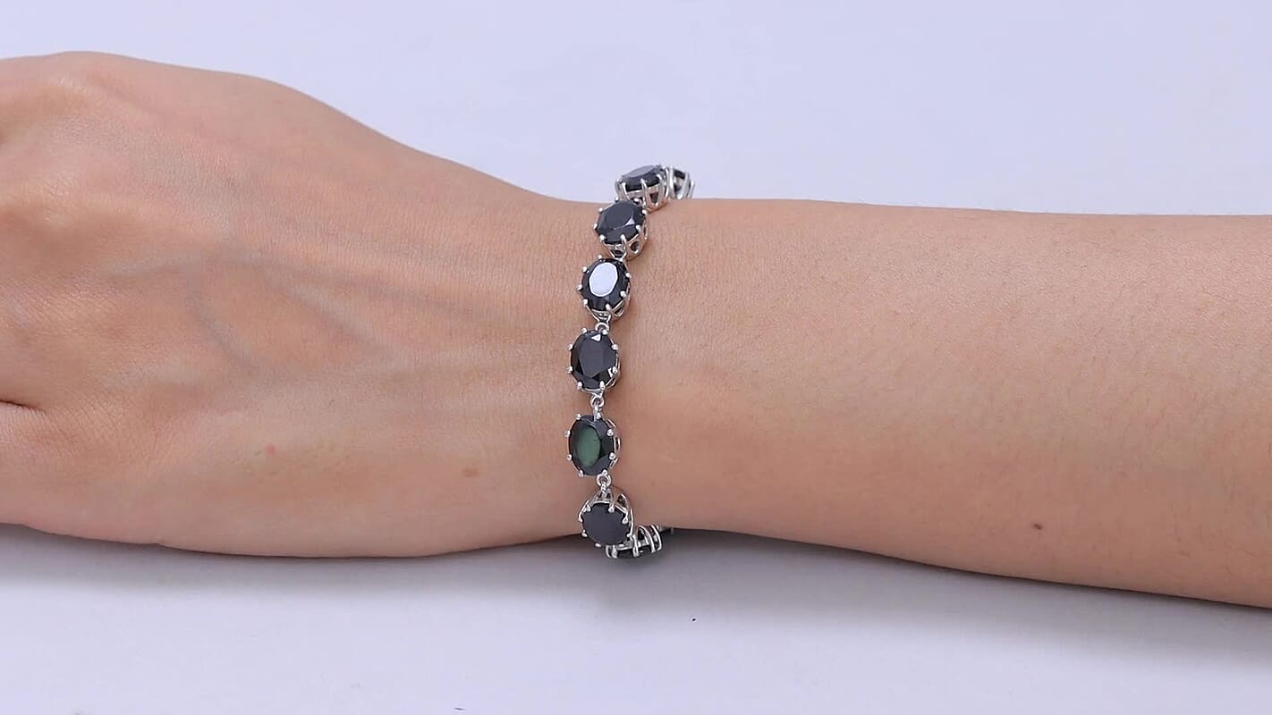EverTrue Thai Black Spinel Afterglow Bloom Bracelet in Platinum Bond (6.50 In) 31.45 ctw