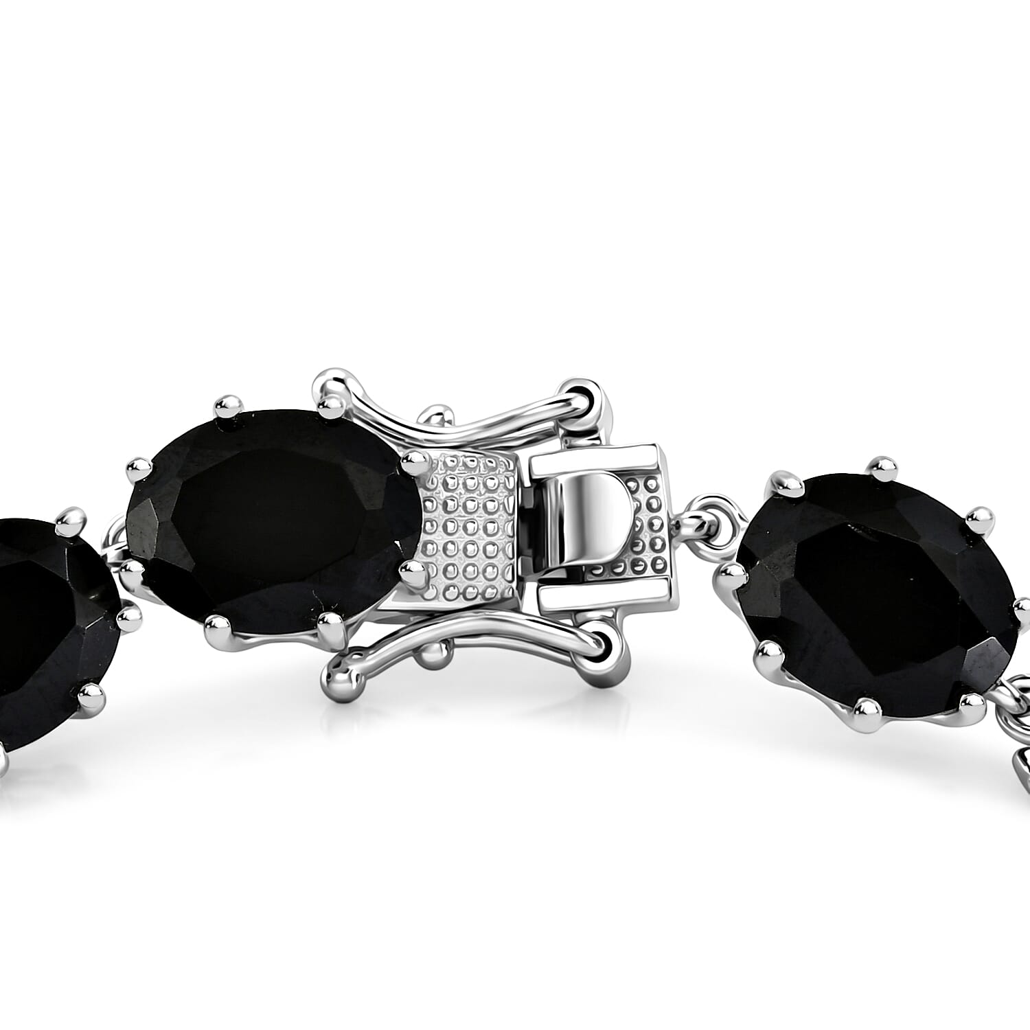 EverTrue Thai Black Spinel 37.50 ctw Midnight Mystique Oval Bracelet in Platinum Bond (6.50 In)