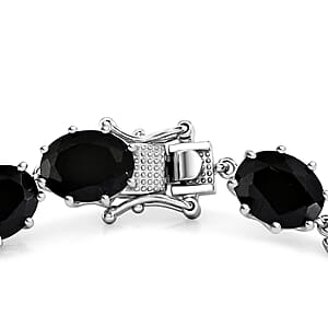 EverTrue Thai Black Spinel 37.50 ctw Midnight Mystique Oval Bracelet in Platinum Bond (6.50 In)