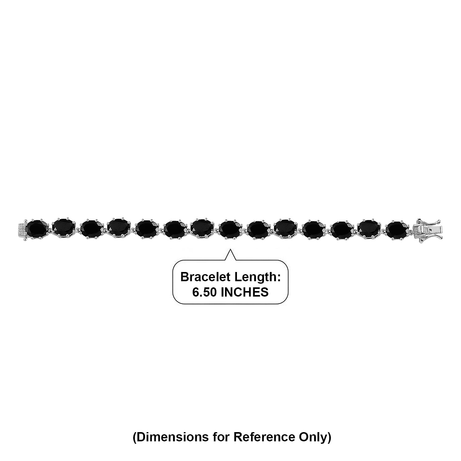 EverTrue Thai Black Spinel 37.50 ctw Midnight Mystique Oval Bracelet in Platinum Bond (6.50 In)