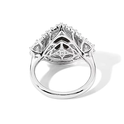 Certified & Appraised D'Joy Premium Australian Opal Triplet and Moissanite 2.40 ctw Ring in Rhodium Over Sterling Silver (Size 6.0)