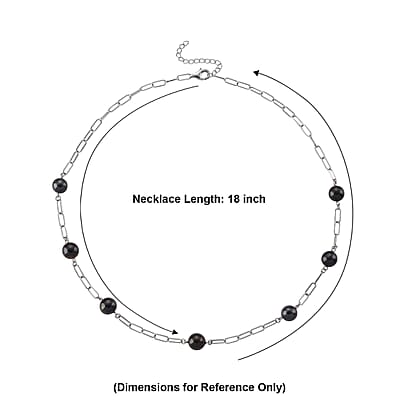 D'Joy Tahitian Pearl Station Necklace in Rhodium Over Sterling Silver 18-20 Inches