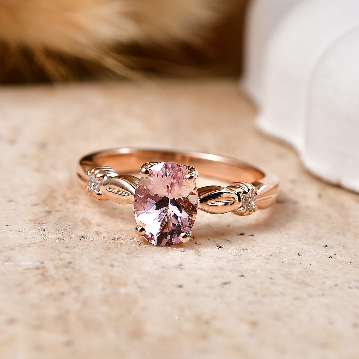 Certified & Appraised AAA Pink Morganite and Luxuriant Lab Grown Diamond G-H SI 1.25 ctw Ring in 10K Rose Gold (Size  10.0) image number 1