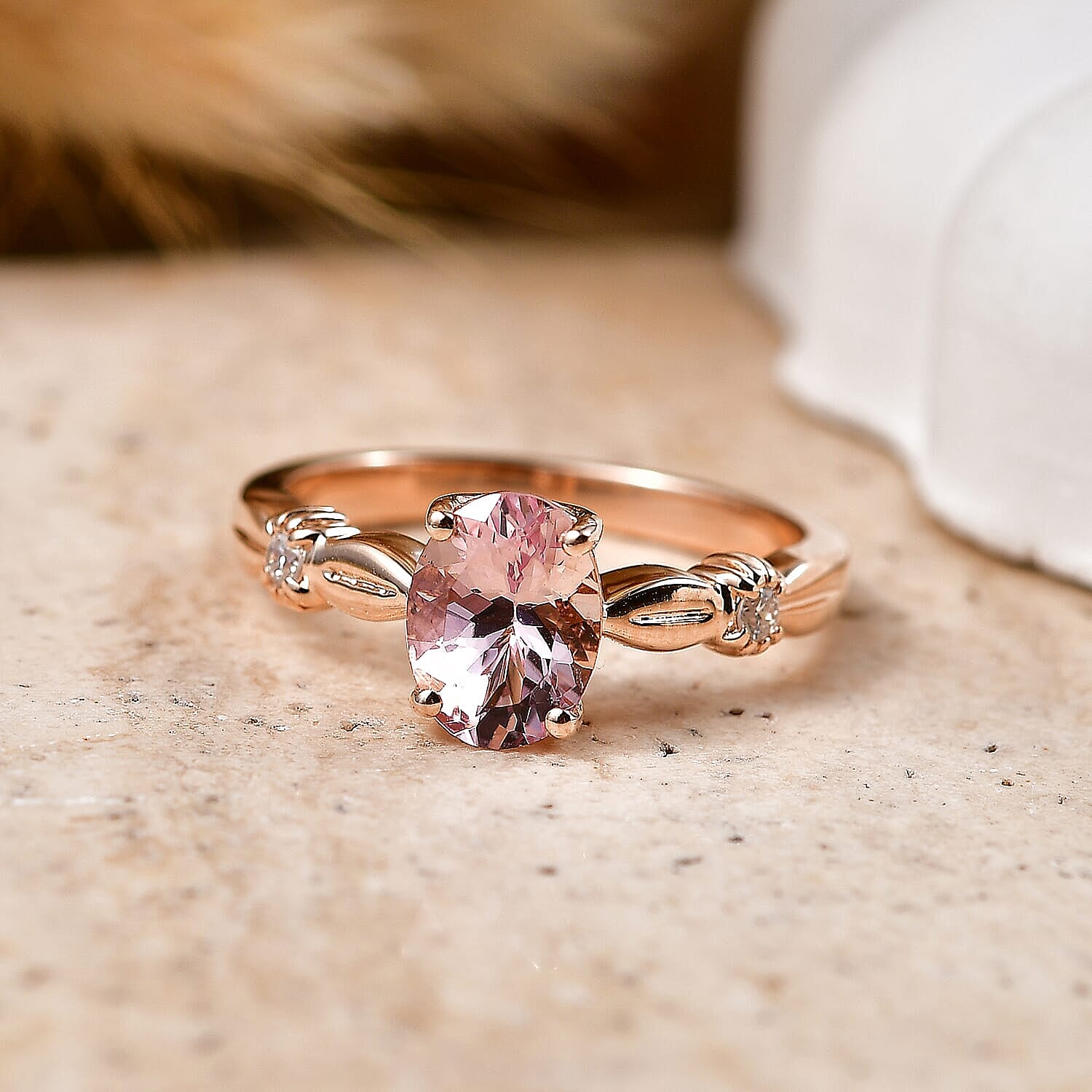 Certified & Appraised AAA Pink Morganite and Luxuriant Lab Grown Diamond G-H SI 1.25 ctw Ring in 10K Rose Gold (Size  5.0)