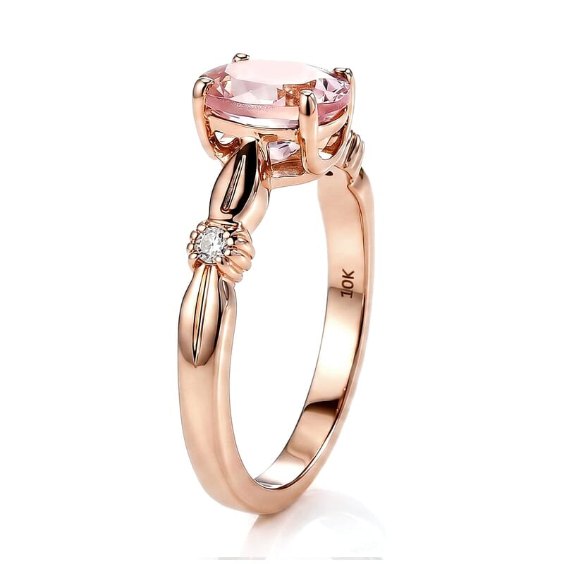 Certified & Appraised AAA Pink Morganite and Luxuriant Lab Grown Diamond G-H SI 1.25 ctw Ring in 10K Rose Gold (Size  5.0)