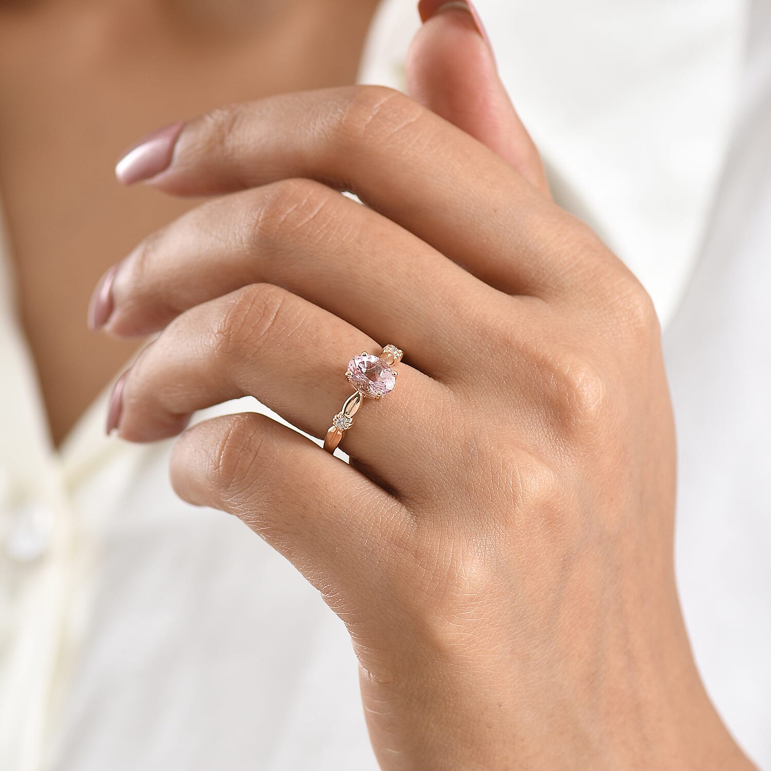 Certified & Appraised AAA Pink Morganite and Luxuriant Lab Grown Diamond G-H SI 1.25 ctw Ring in 10K Rose Gold (Size  6.0)