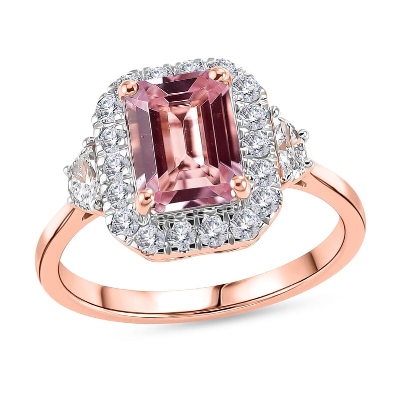 Certified and Appraised AAA Pink Morganite and Luxuriant Lab Grown Diamond G-H SI 2.00 ctw Ring in 10K Rose Gold (Size 5.0)