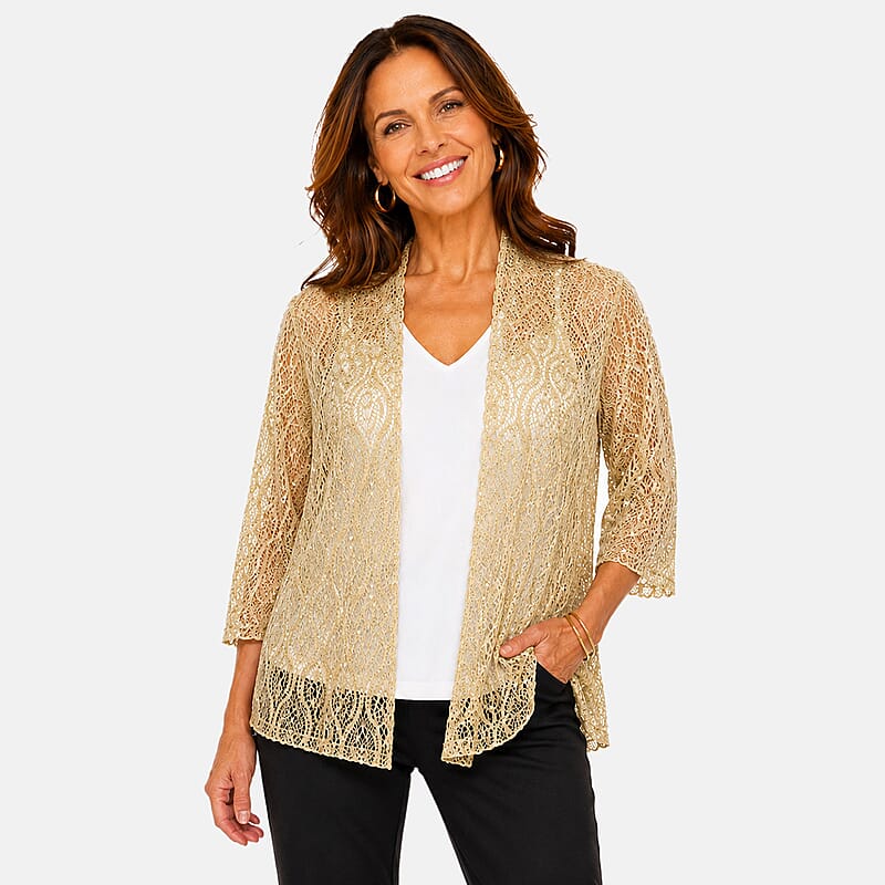 Brittany Black Champagne Lace Cardigan - L