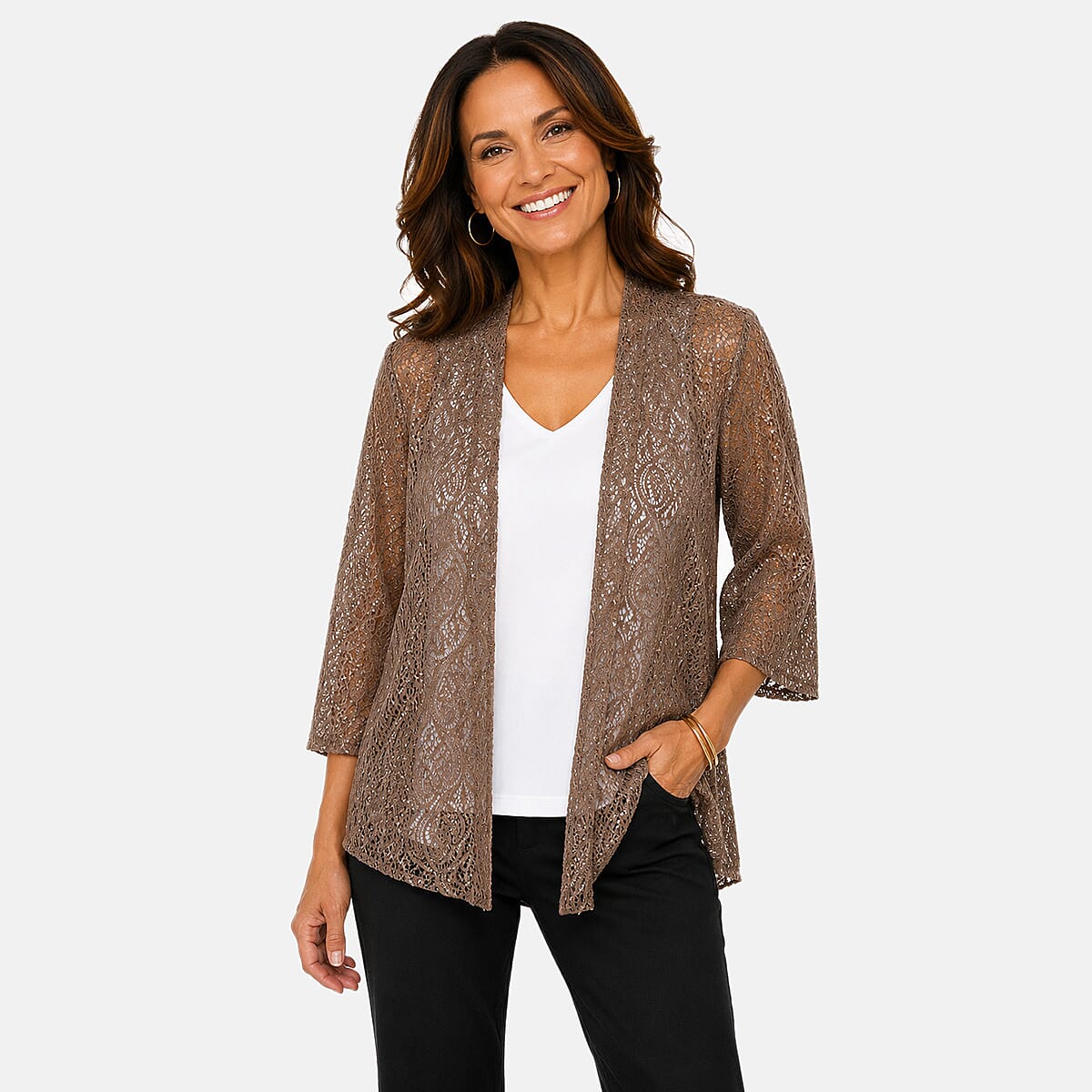 Brittany Black Mocha Lace Cardigan - L