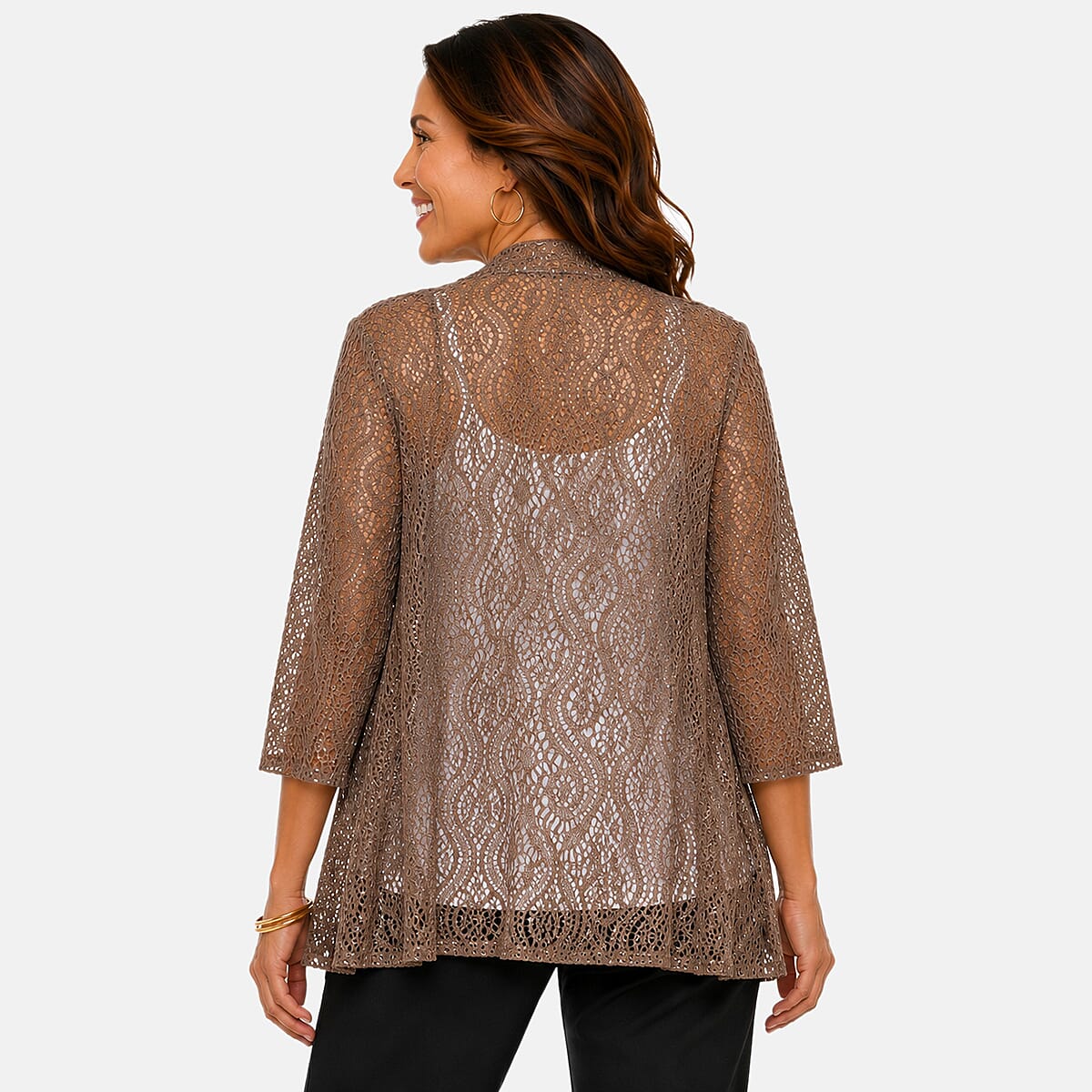 Brittany Black Mocha Lace Cardigan - L