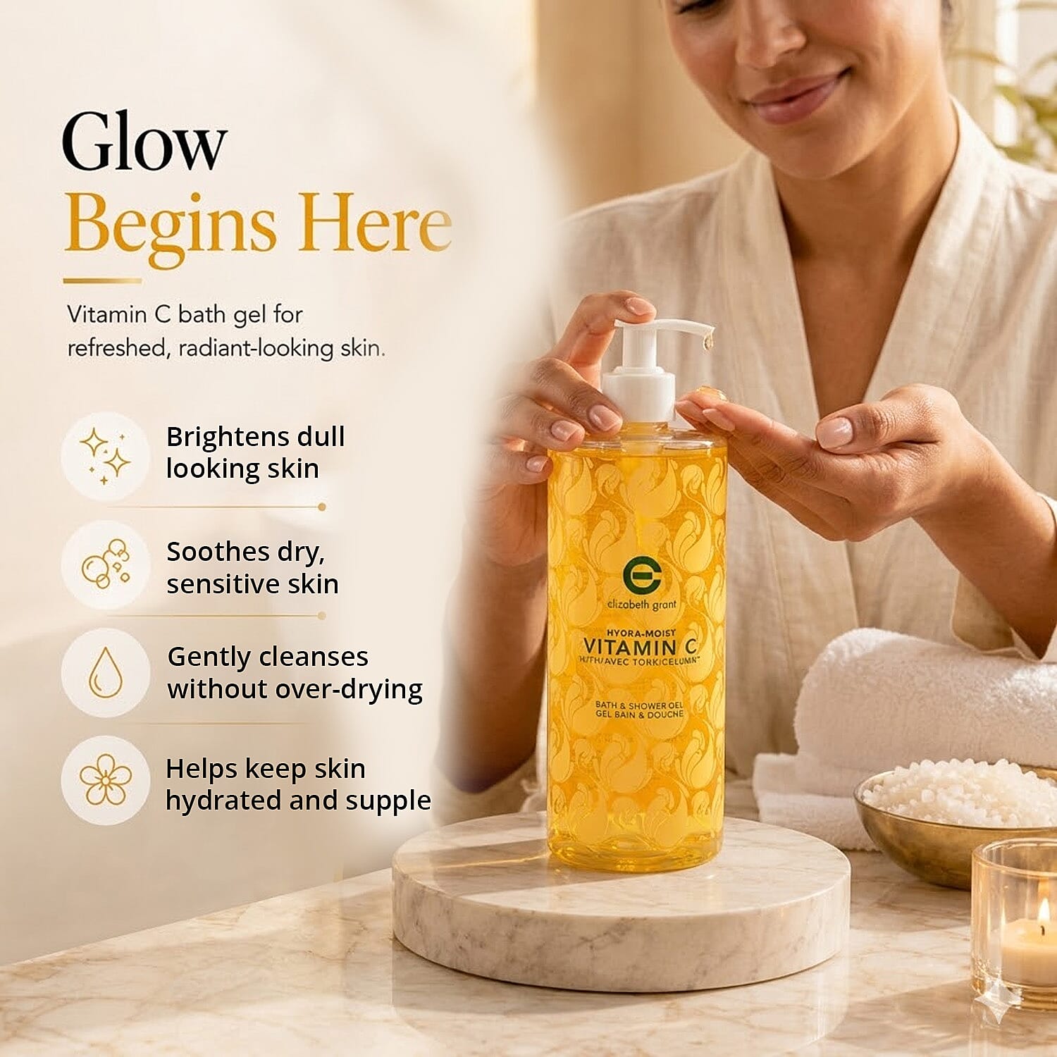 Elizabeth Grant Hydra-Moist Vitamin C with Torricelumn Bath & Shower Gel (33.1oz)