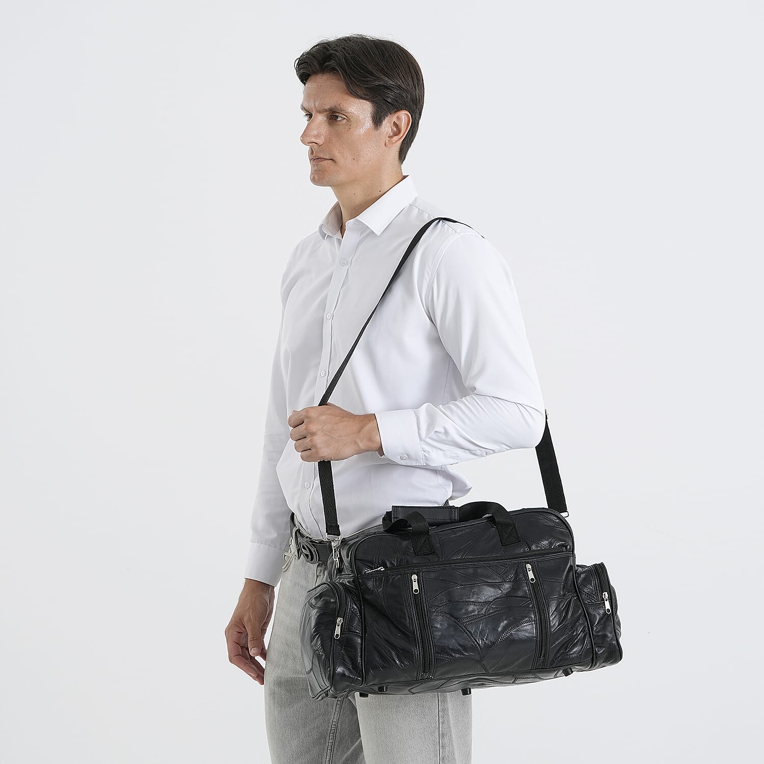 La Marey Black Genuine Leather Crossbody Bag