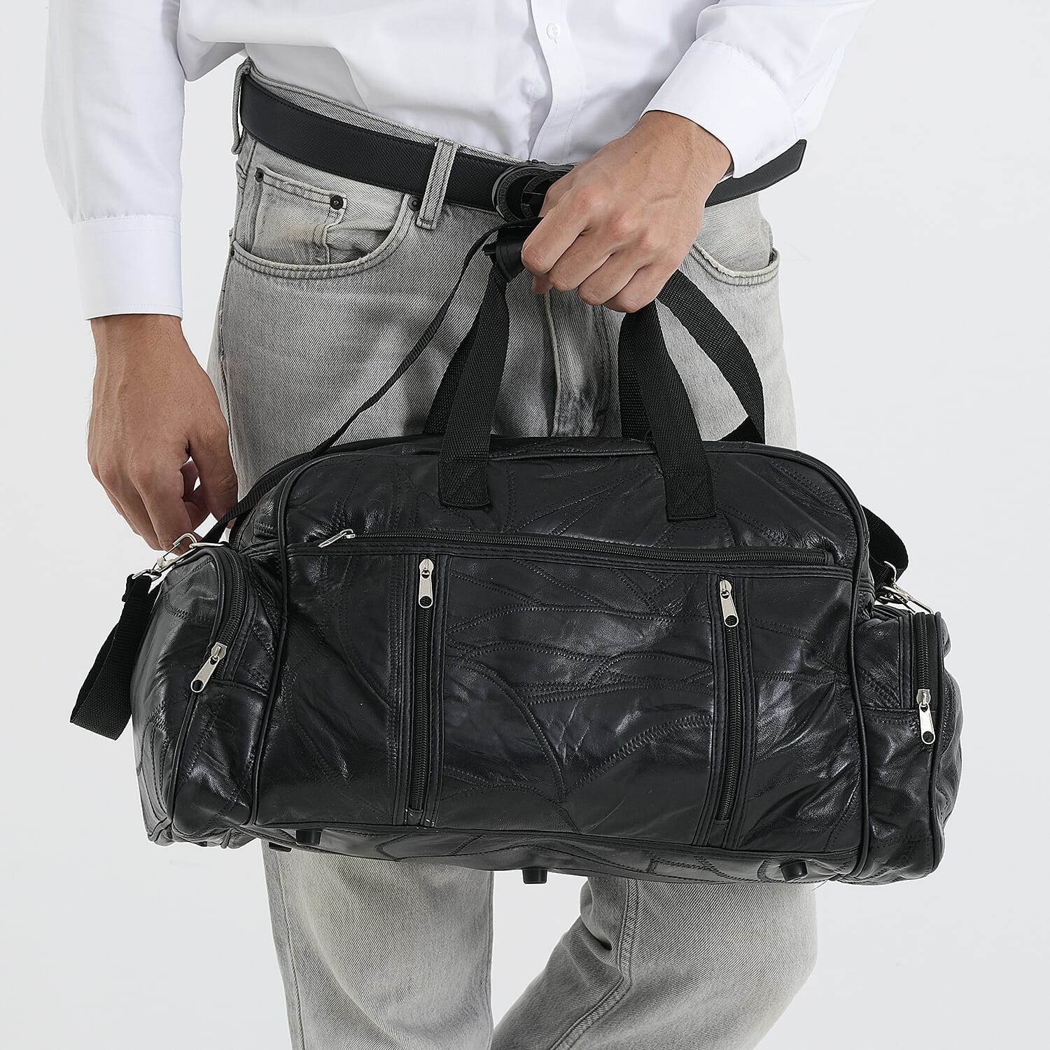 La Marey Black Genuine Leather Crossbody Bag