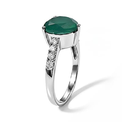 EverTrue Verde Onyx and White Zircon 3.30 ctw Ring in Stainless Steel (Size 8.0)