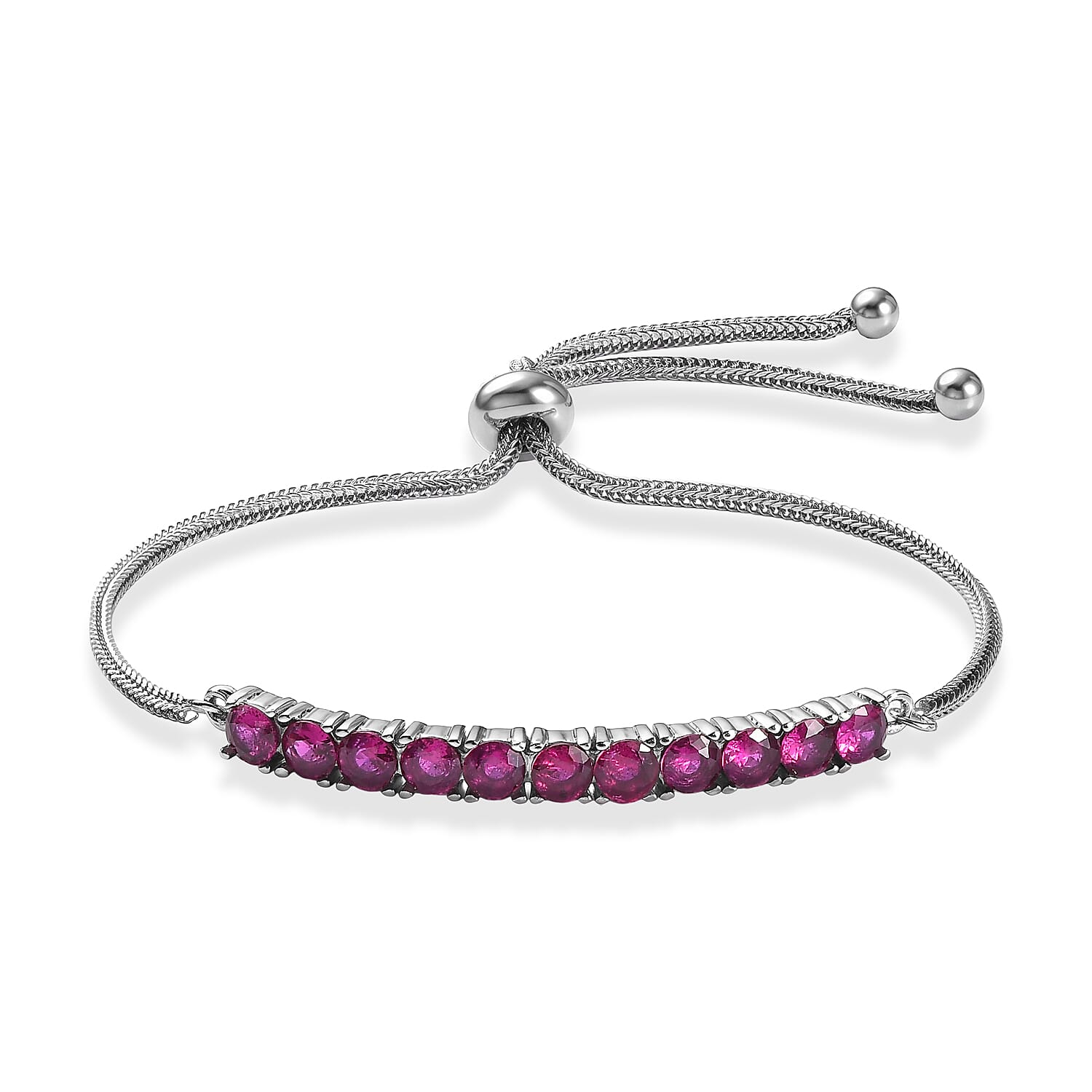 EverTrue Synthetic Ruby 3.15 ctw Bracelet in Stainless Steel (10.50 In)