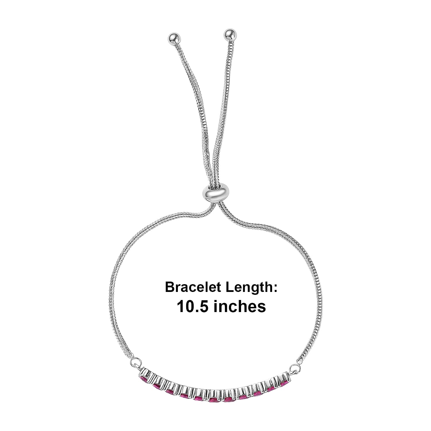 EverTrue Synthetic Ruby 3.15 ctw Bracelet in Stainless Steel (10.50 In)