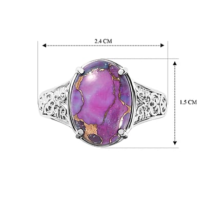 EverTrue Mojave Purple Turquoise 3.50 ctw Solitaire Ring in Stainless Steel (Size 7.0)