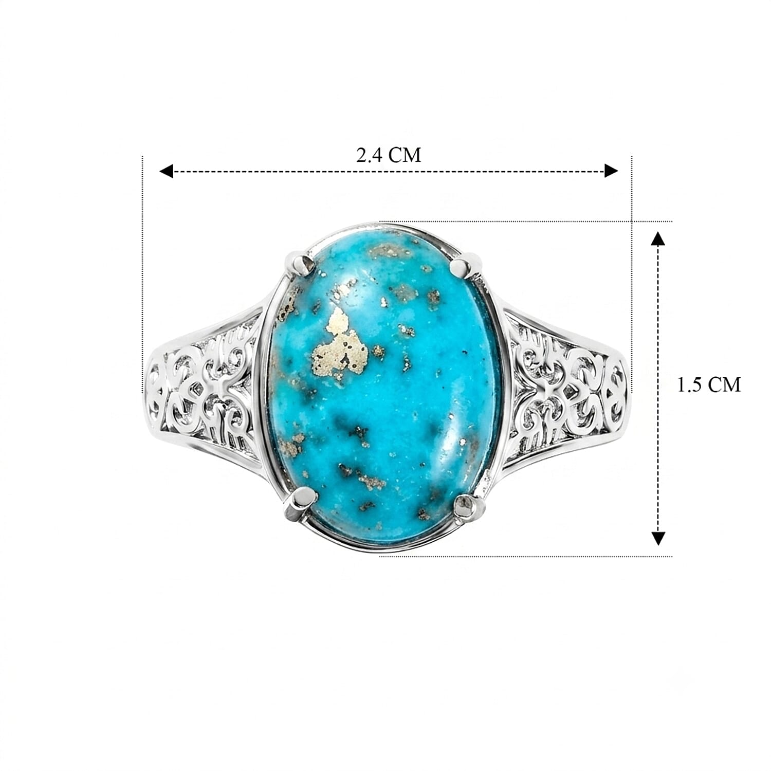 EverTrue Empyrean Blue Turquoise 6.00 ctw Solitaire Ring in Stainless Steel (Size 8.0)