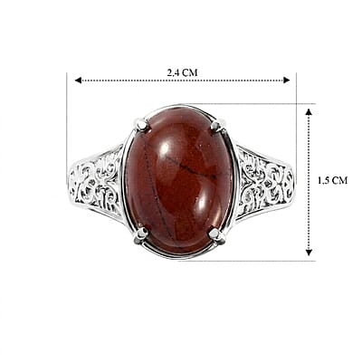EverTrue Red Jasper 5.15 ctw Solitaire Ring in Stainless Steel (Size 6.0)