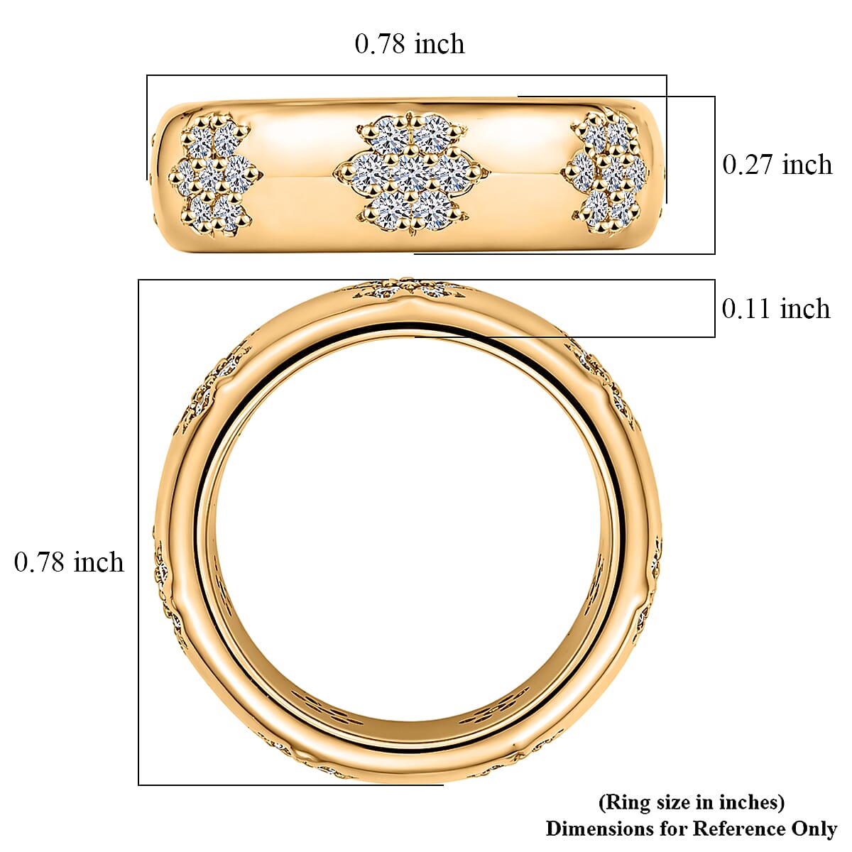 Lab Grown Diamond E-F VS 0.50 ctw Band Ring in 18K Yellow Gold (Size 3.0) 5.50 Grams