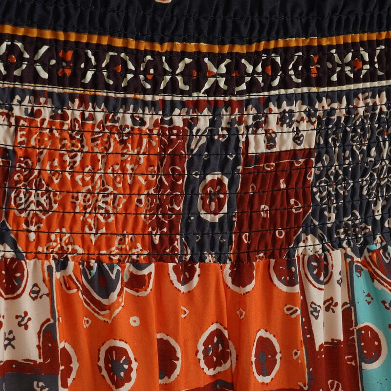 La Marey Orange with multi color Pajama Pants with 2 Pockets - One Size Fits Most