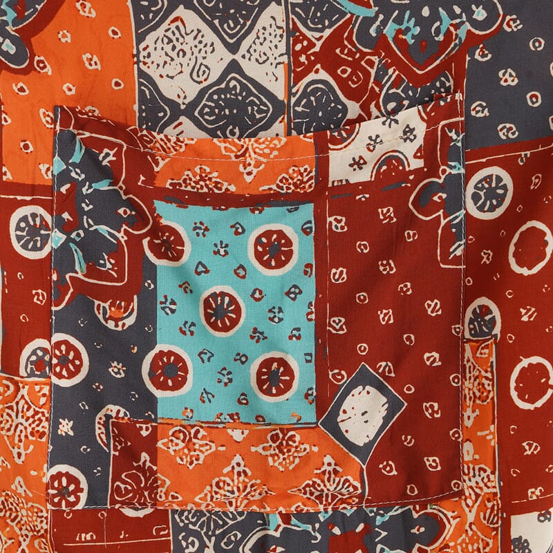 La Marey Orange with multi color Pajama Pants with 2 Pockets - One Size Fits Most