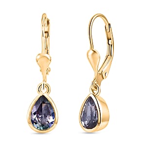 D'Joy Peacock Tanzanite1.40 ctw Earrings in 18K Vermeil Yellow Gold Over Sterling Silver