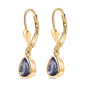 D'Joy Peacock Tanzanite1.40 ctw Earrings in 18K Vermeil Yellow Gold Over Sterling Silver