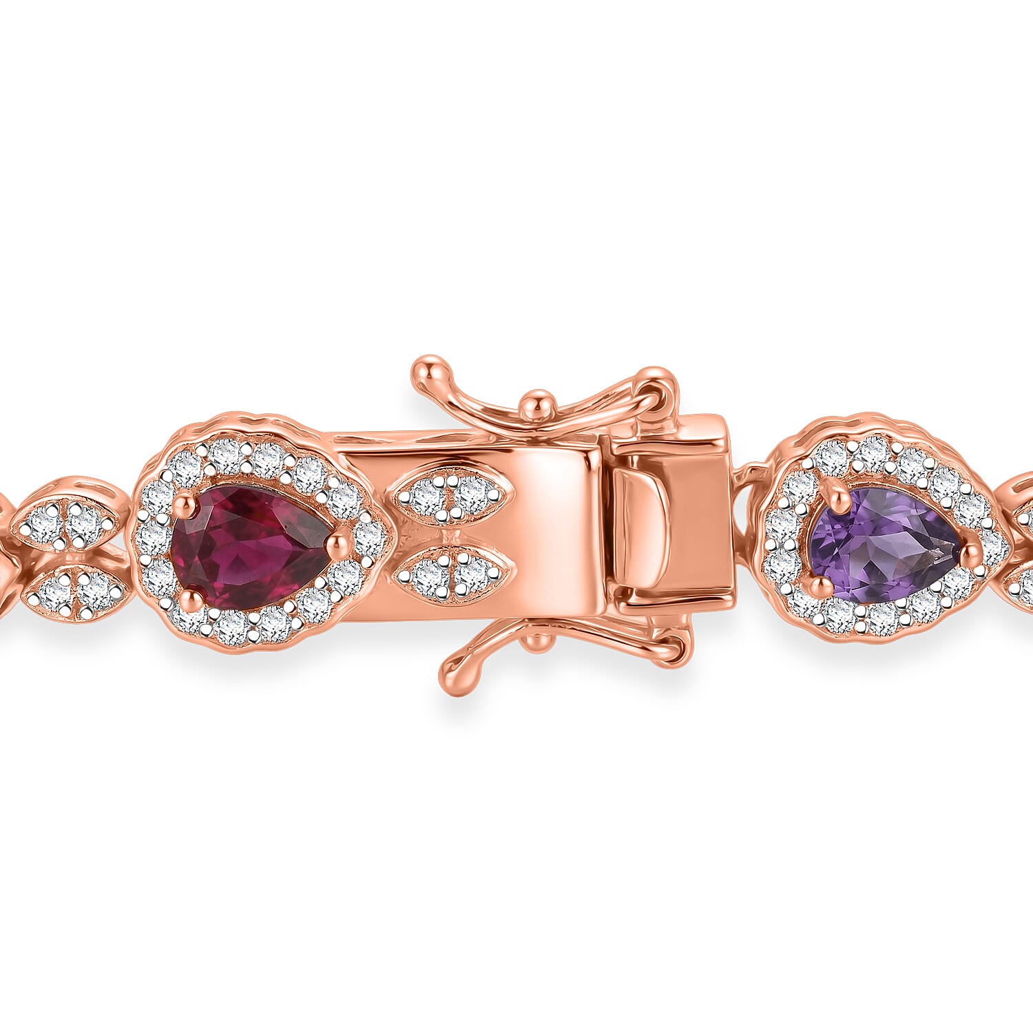 GP Multi Gemstone 7.70 ctw Bracelet in 18K Vermeil Rose Gold Over Sterling Silver (6.50 In)