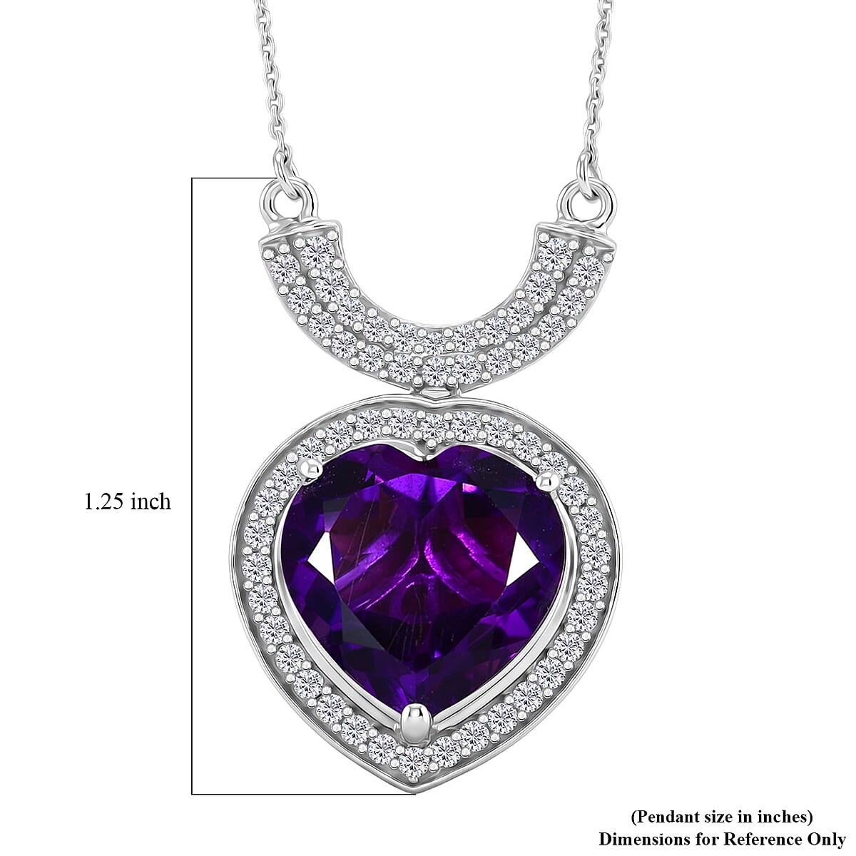 D'Joy AAA Zambian Amethyst and White Zircon 10.10 ctw Royal Valentine Necklace in Rhodium Over Sterling Silver 18-20 Inches image number 6
