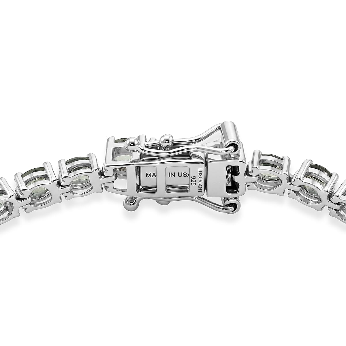 Premium Malawi Green Sapphire and Luxuriant Lab Grown Diamond G-H SI 8.00 ctw Crown Line Bracelet in Rhodium Over Sterling Silver (6.50 In) image number 3