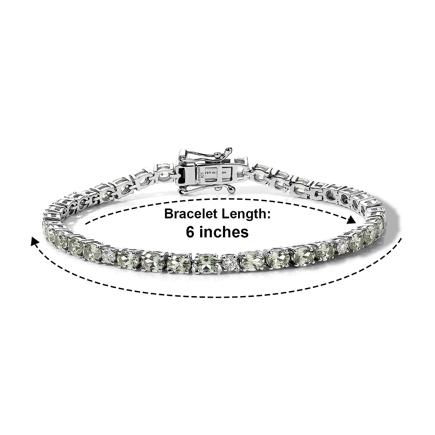 Premium Milanoa Green Sapphire and Luxuriant Lab Grown Diamond G-H SI 8.00 ctw Crown Line Bracelet in Rhodium Over Sterling Silver (6.50 In)