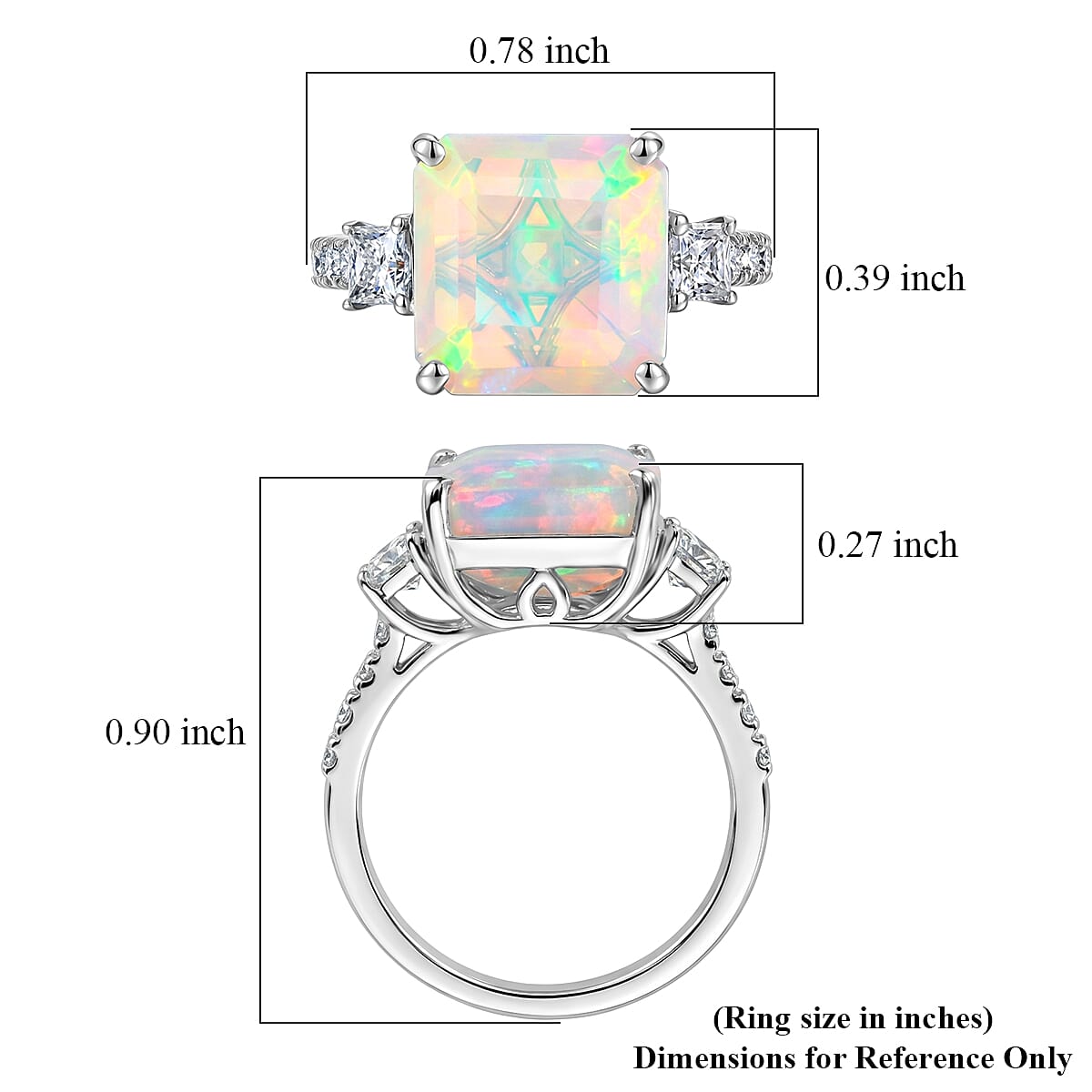 D'Joy AAA Ethiopian Welo Opal and Moissanite 3.60 ctw Dream Glow Ring in Rhodium Over Sterling Silver (Size 5.0)