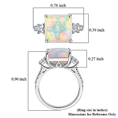 D'Joy AAA Ethiopian Welo Opal and Moissanite 3.80 ctw Dream Glow Ring in Rhodium Over Sterling Silver (Size 5.0)