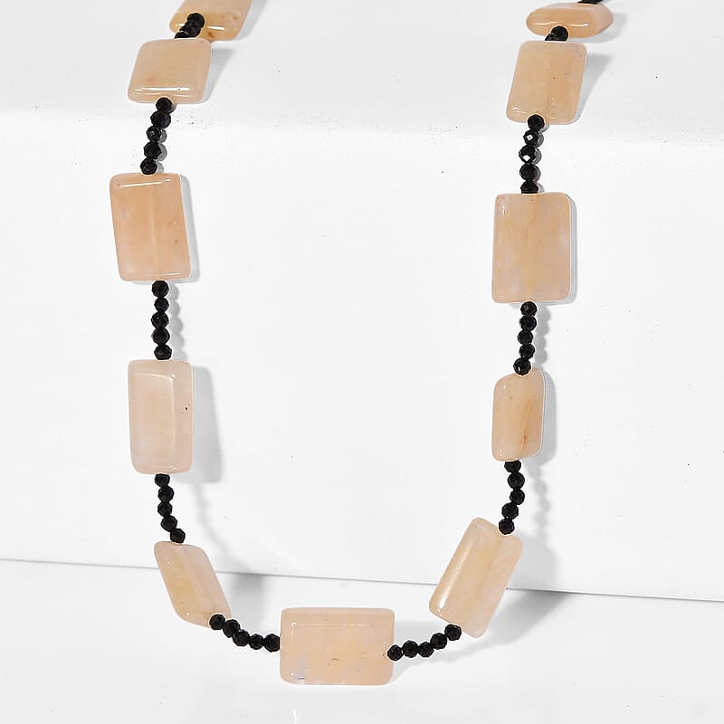 Yellow Aventurine ,  Black Spinel  Stone Necklace 110.00 110.00 ctw