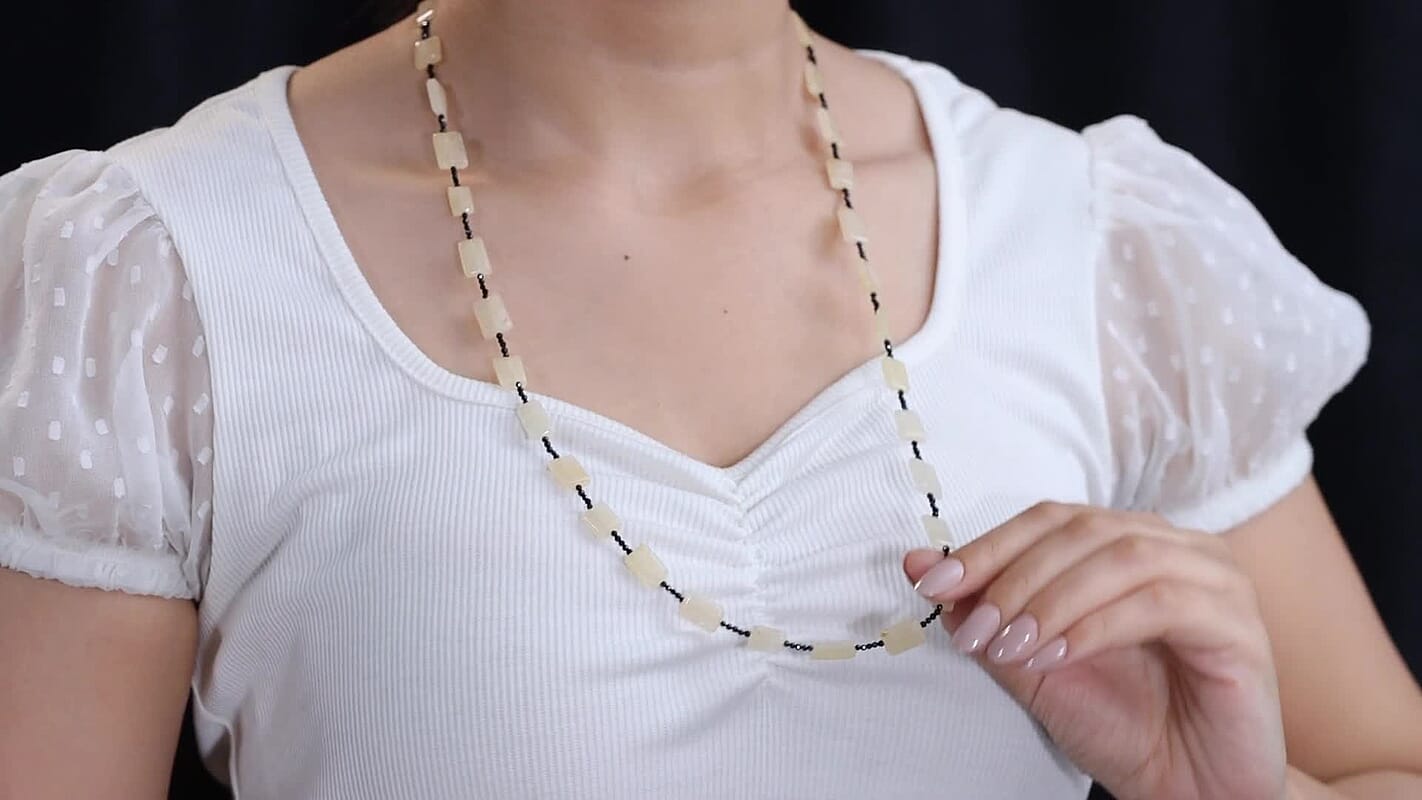 Yellow Aventurine ,  Black Spinel  Stone Necklace 110.00 110.00 ctw