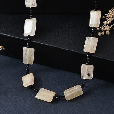Yellow Aventurine, Thai Black Spinel 110.00 ctw Beaded Necklace (26 Inches)