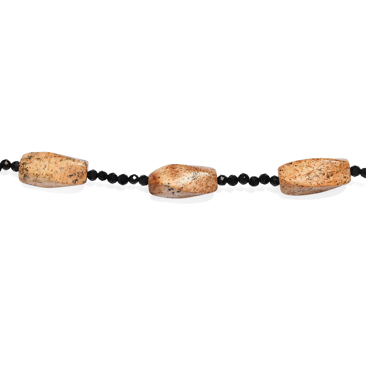 Picture Jasper and Thai Black Spinel 169.00 ctw Beaded Necklace (26 Inches)