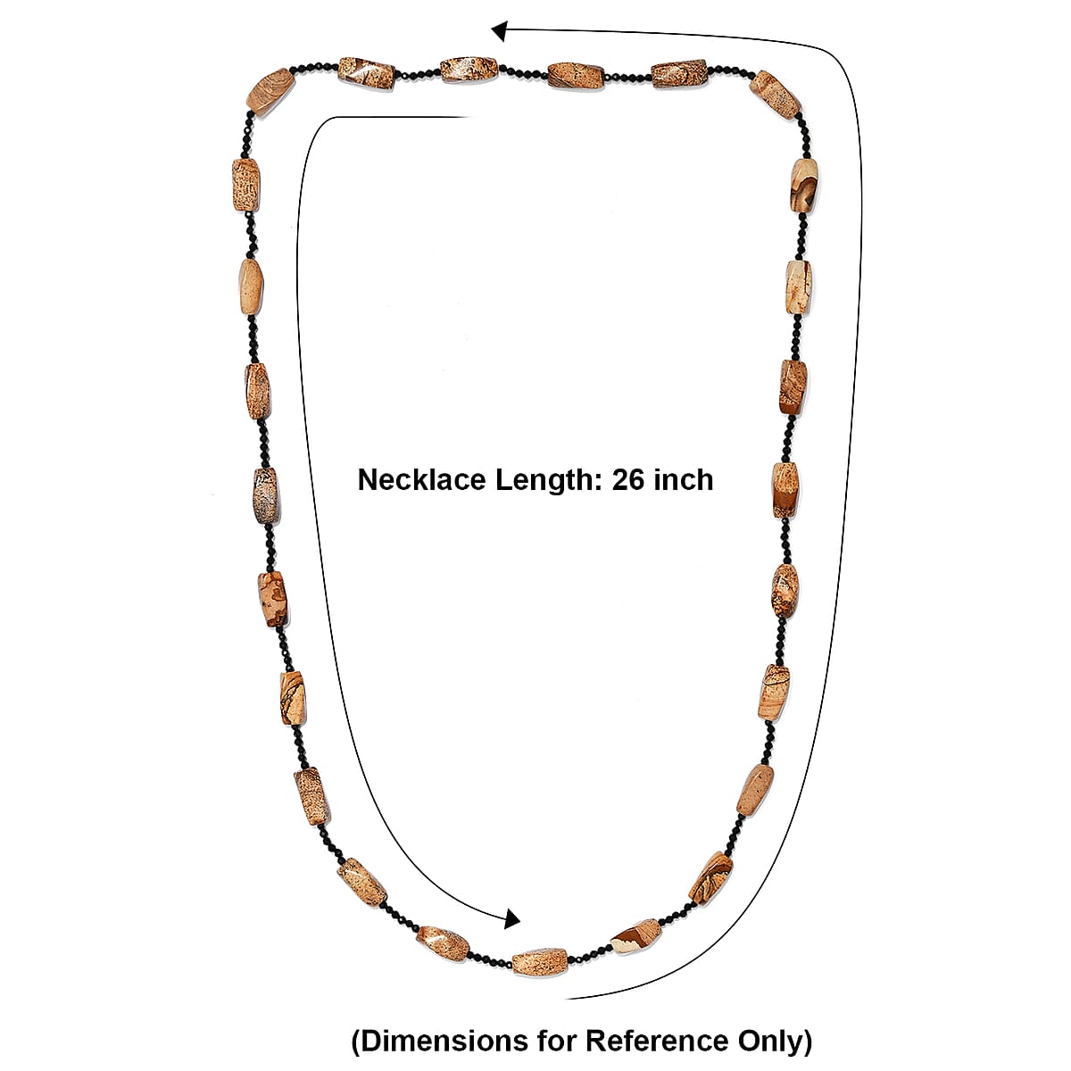 Picture Jasper and Thai Black Spinel 169.00 ctw Beaded Necklace (26 Inches) image number 6