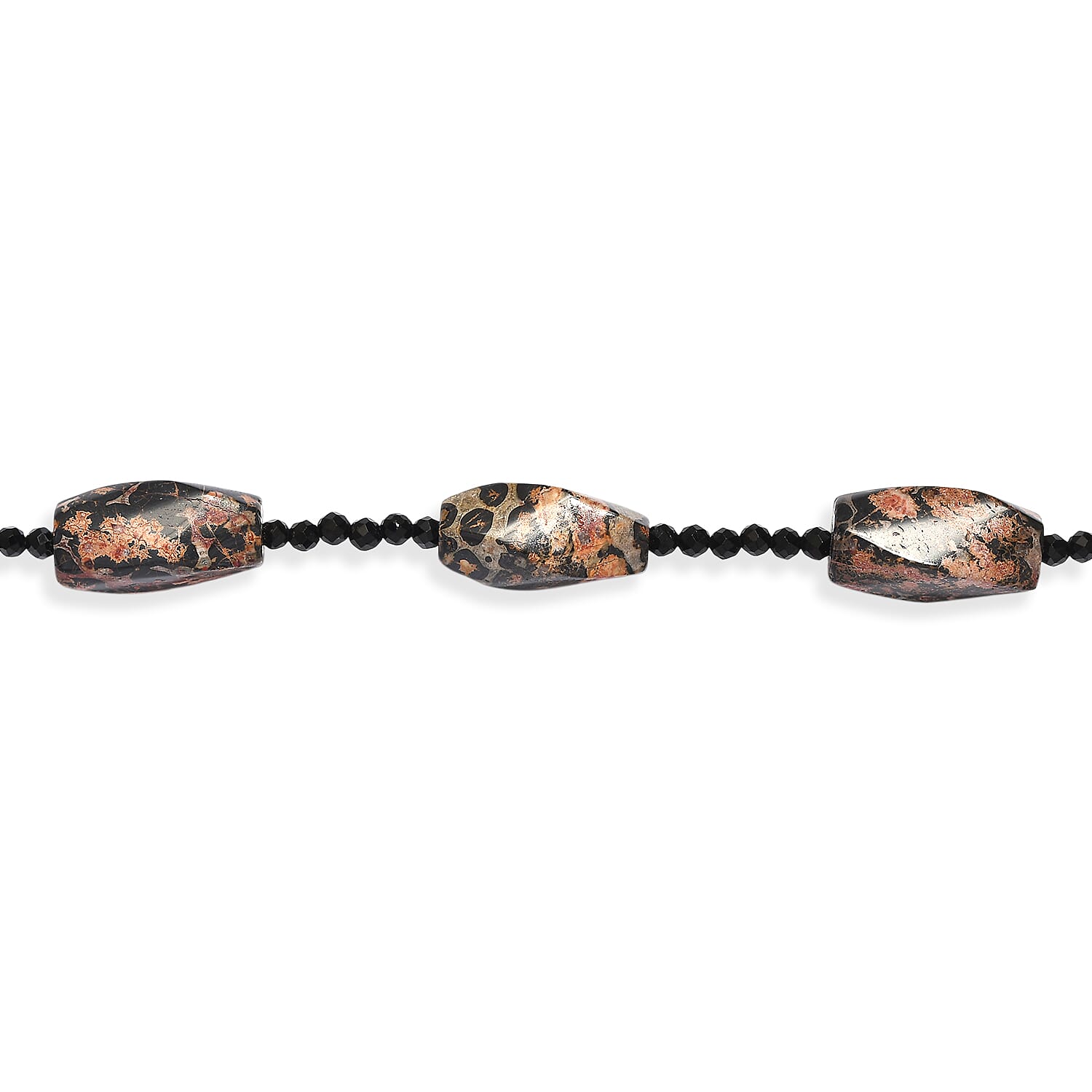 Leopard Jasper and Thai Black Spinel 165.00 ctw Beaded Necklace (26 Inches)