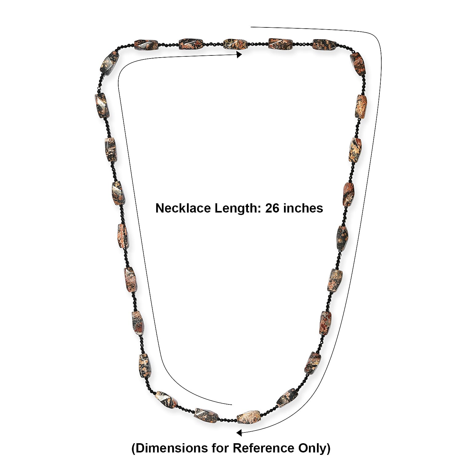 Leopard Jasper and Thai Black Spinel 165.00 ctw Beaded Necklace (26 Inches)