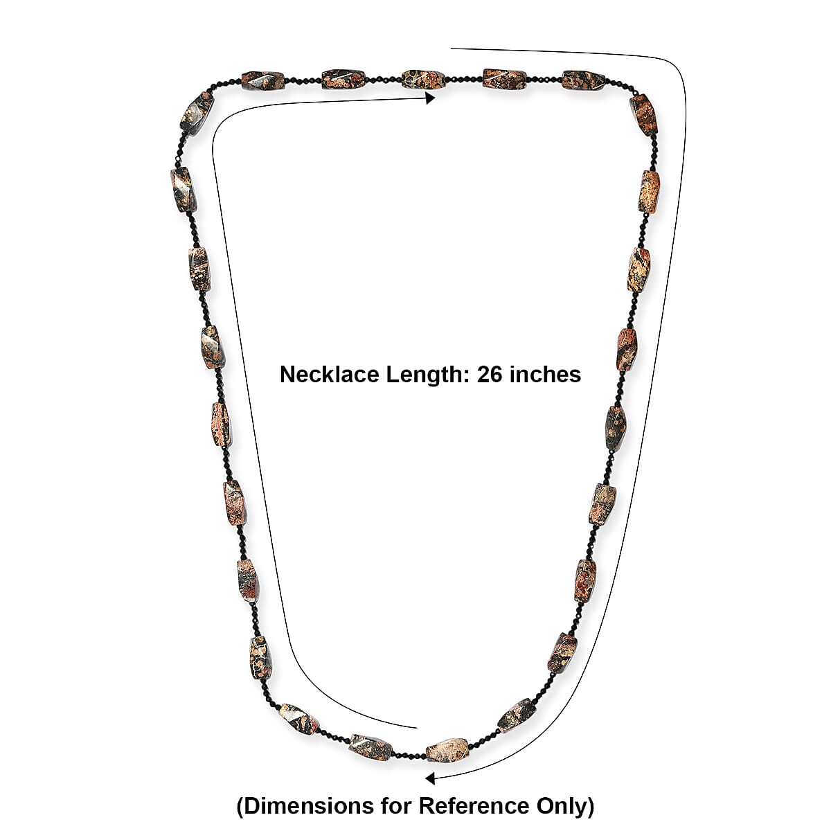 Leopard Jasper and Thai Black Spinel 165.00 ctw Beaded Necklace (26 Inches) image number 5