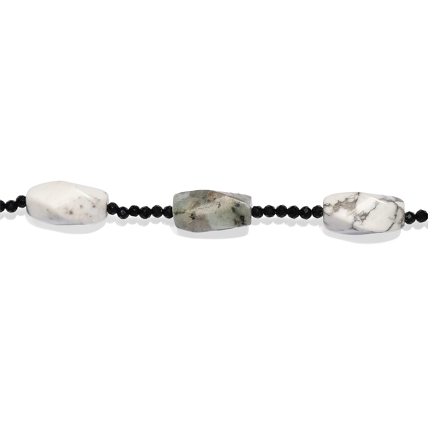 White Howlite and Green Kiwi Jasper, Thai Black Spinel 200.00 ctw Beaded Necklace (26 Inches)