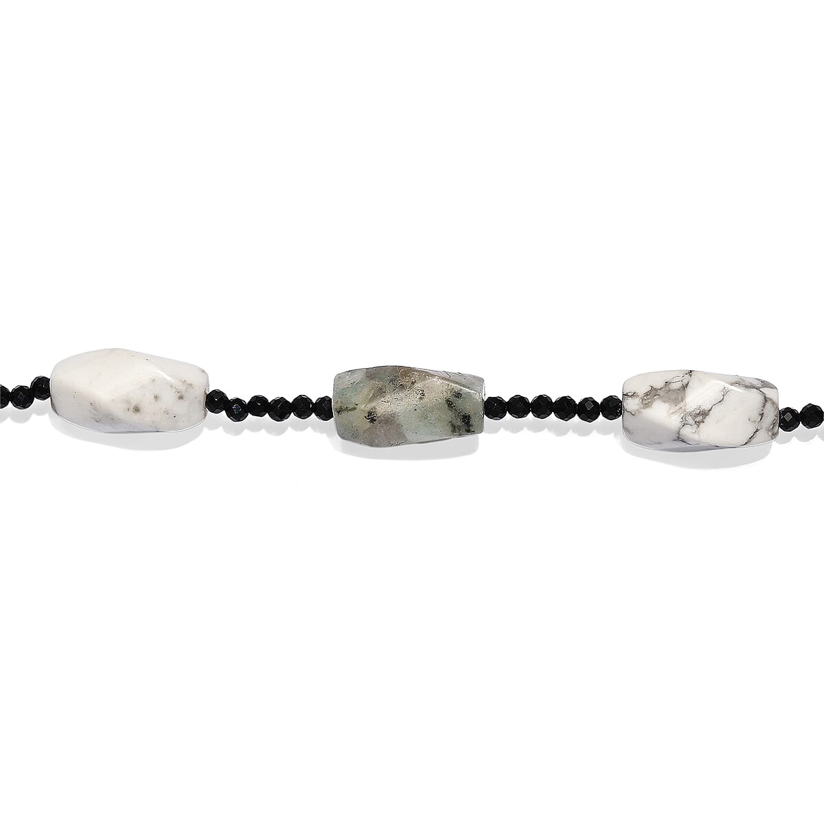 White Howlite and Green Kiwi Jasper, Thai Black Spinel 200.00 ctw Beaded Necklace (26 Inches) image number 5