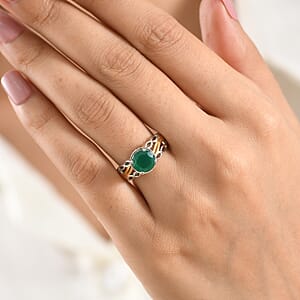 EverTrue Verde Onyx 1.80 ctw Solitaire Forest Vine Ring in 18K YG Plated and Platinum Bond (Size 10.0)