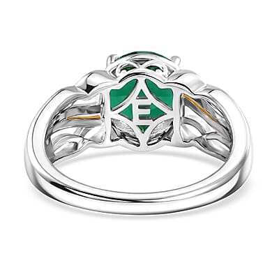 EverTrue Verde Onyx 1.80 ctw Solitaire Forest Vine Ring in 18K YG Plated and Platinum Bond (Size 5.0)